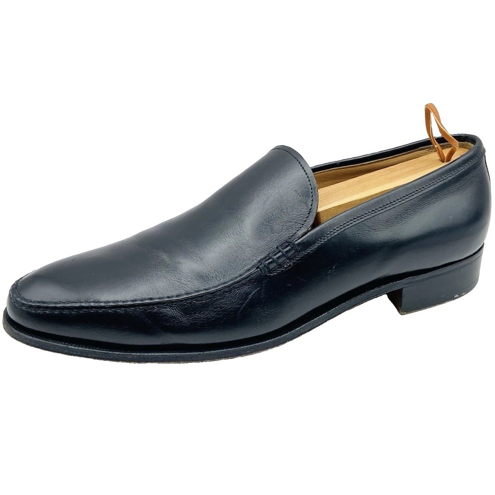 Gravati Italy Black Leather Venetian Loafers Mens 9 M Slip On Dress Shoes Luxury